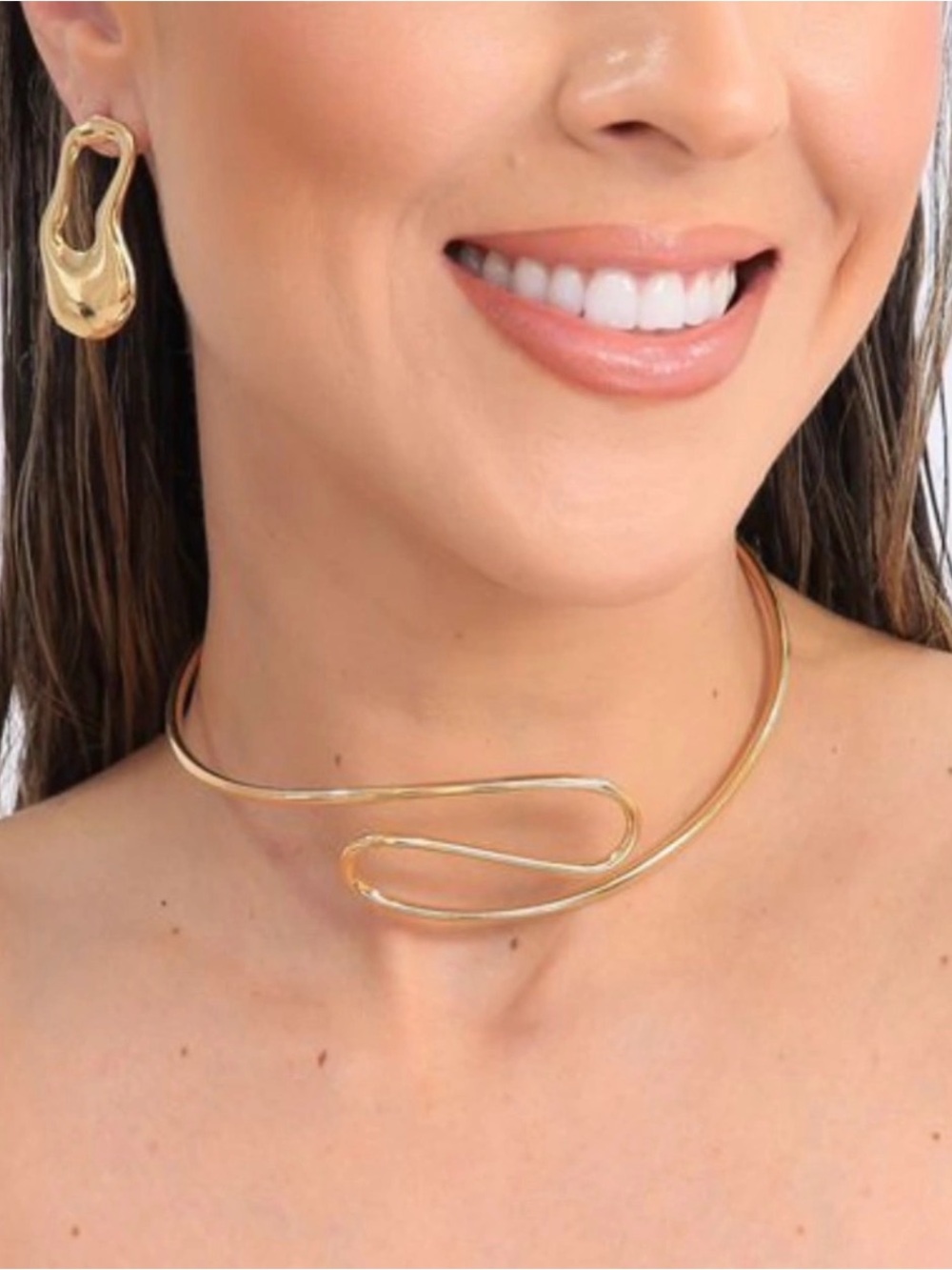 Mayra Sartori 18K Gold Plated Sculptural Open Choker Necklace